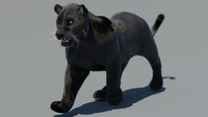 Rigged Black Panther 3D Model with Fur Thumbnail