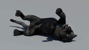 Rigged Black Panther 3D Model with Fur Thumbnail