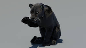 Rigged Black Panther 3D Model with Fur Thumbnail