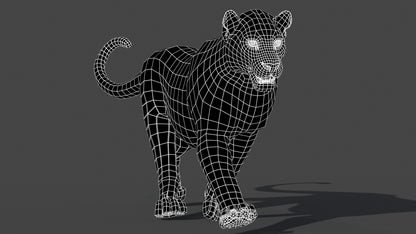 Rigged Black Panther 3D Model with Fur