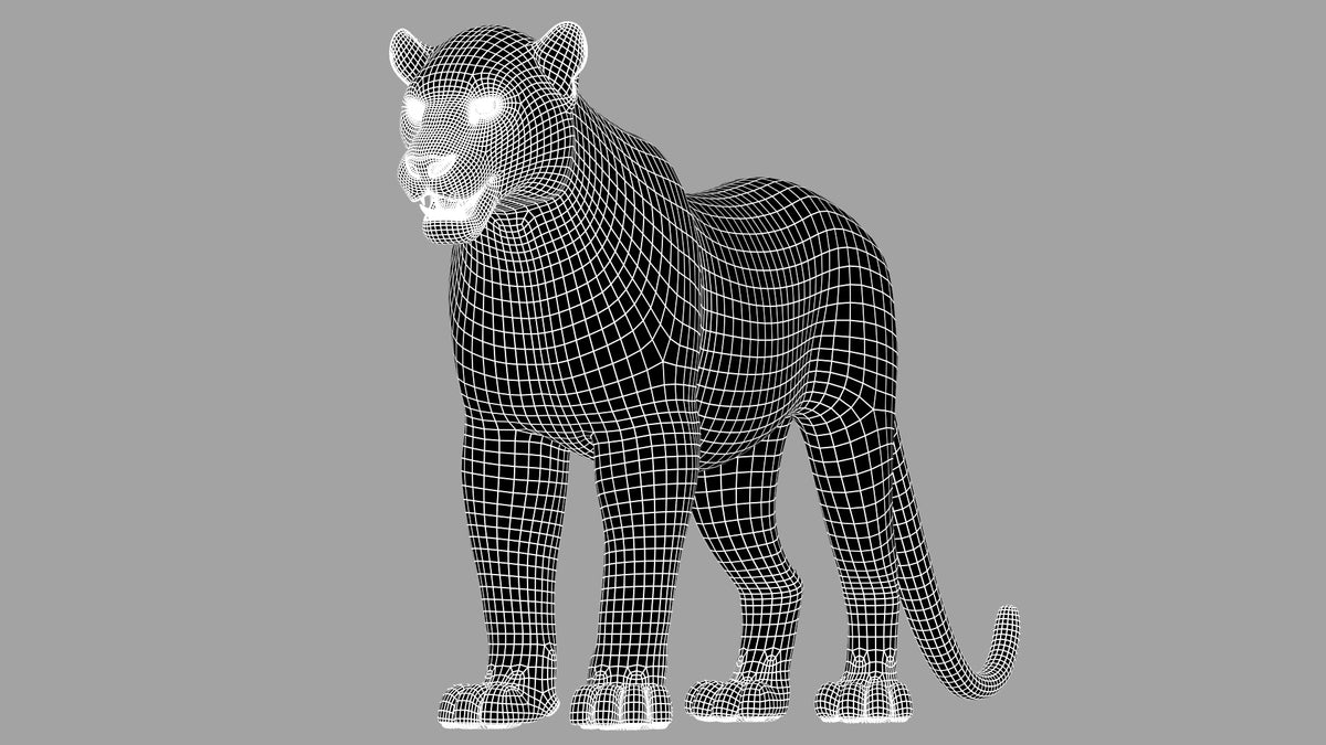 Black Panther 3D Model Wireframe View 1