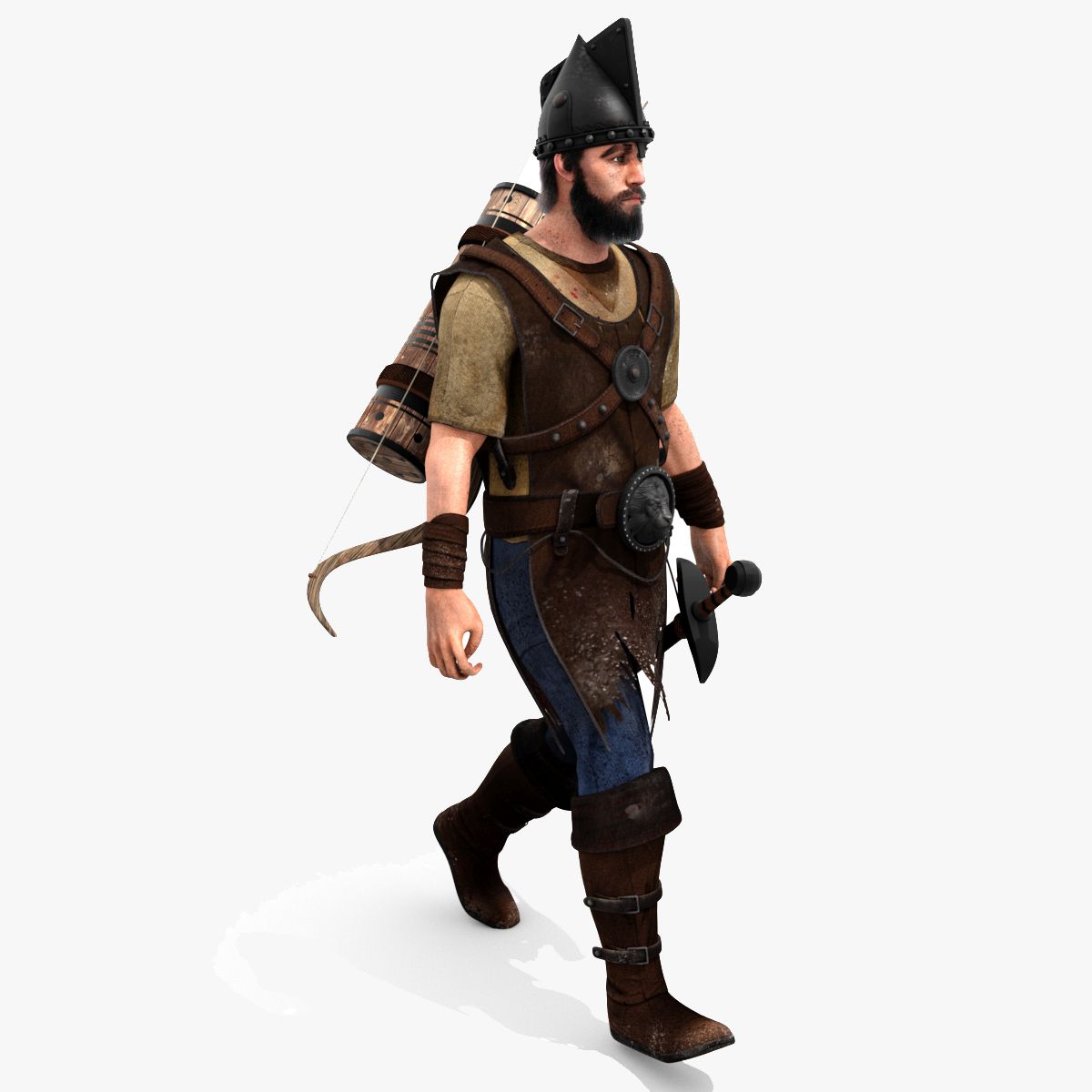 Animated Archer 3D Model with Hair