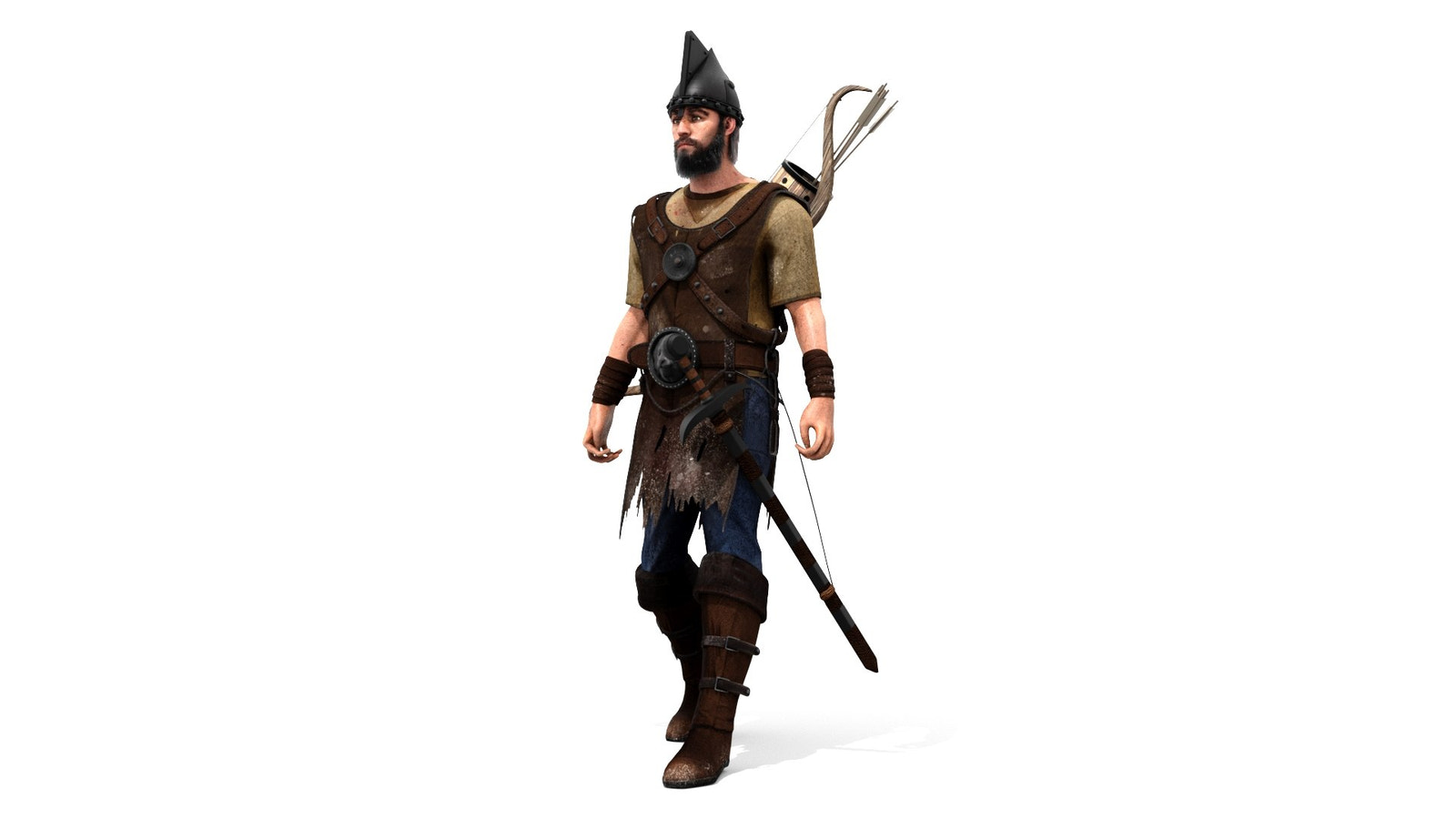 Animated Archer 3D Model with Hair