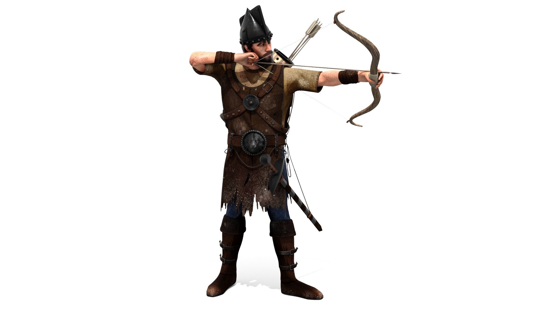 Rigged Archer 3D Model with Hair