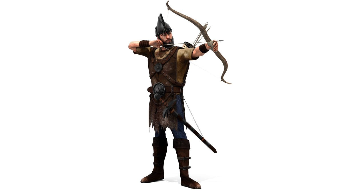 Rigged Archer 3D Model with Hair