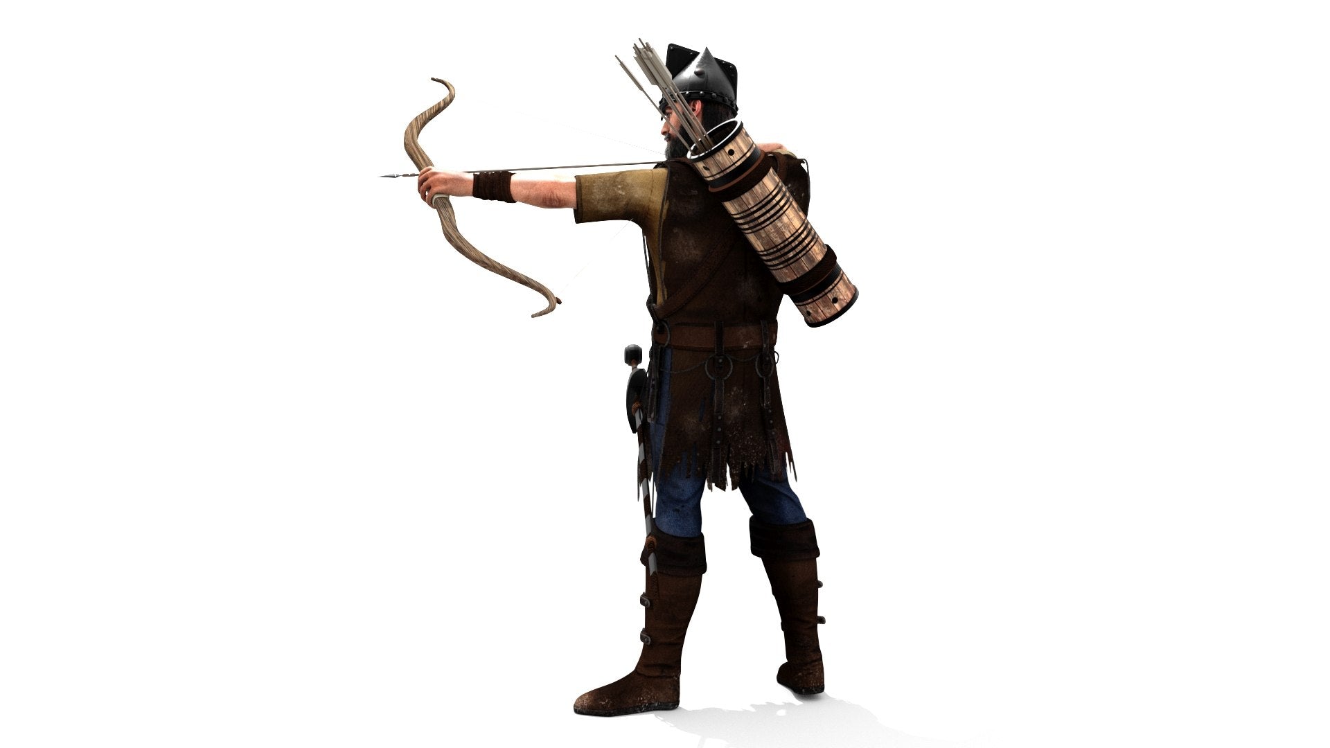 Rigged Archer 3D Model with Hair