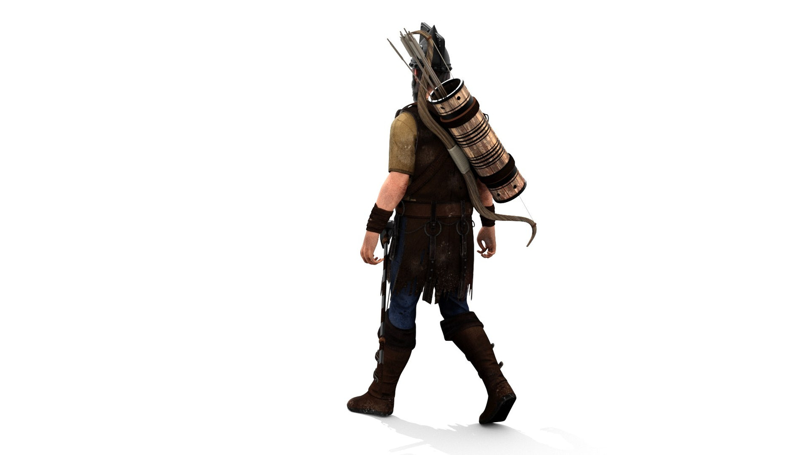 Animated Archer 3D Model with Hair