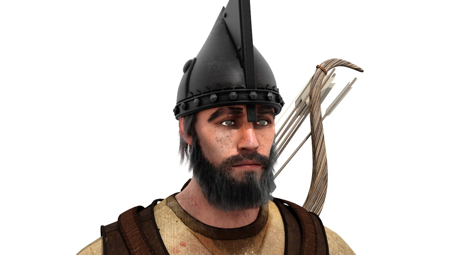 Animated Archer 3D Model Hair