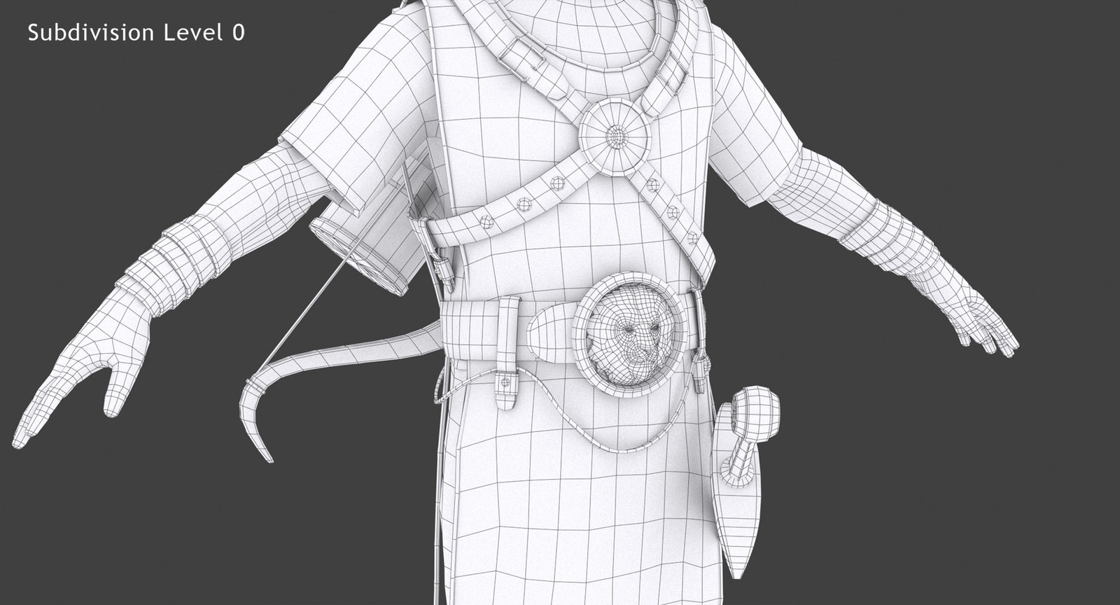 Animated Archer 3D Model Hair