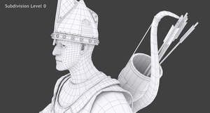 Animated Archer 3D Model Hair Thumbnail
