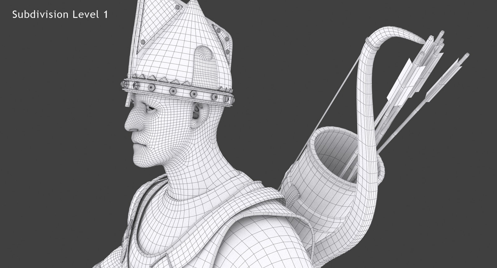 Animated Archer 3D Model Hair