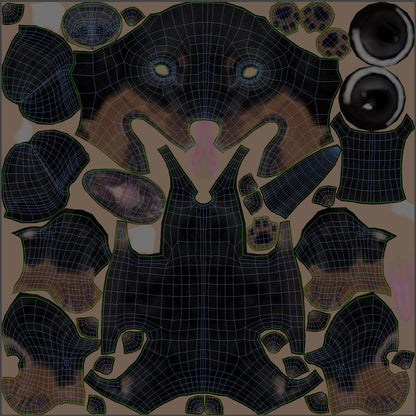 Black Dachshund Dog 3D Model body UVs