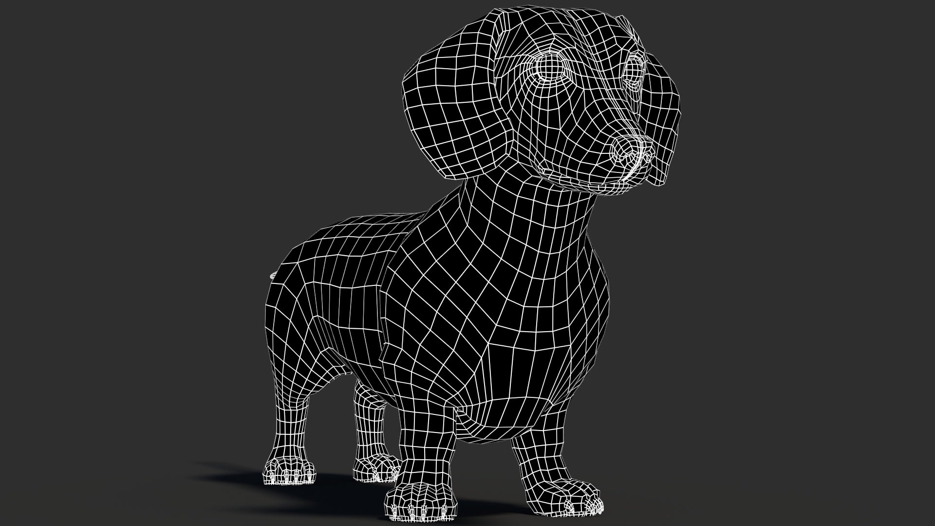 Animated Dachshund Dog 3D Model Fur