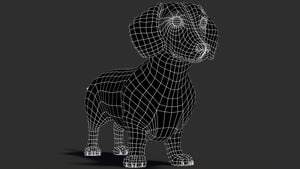 Animated Dachshund Dog 3D Model Fur Thumbnail