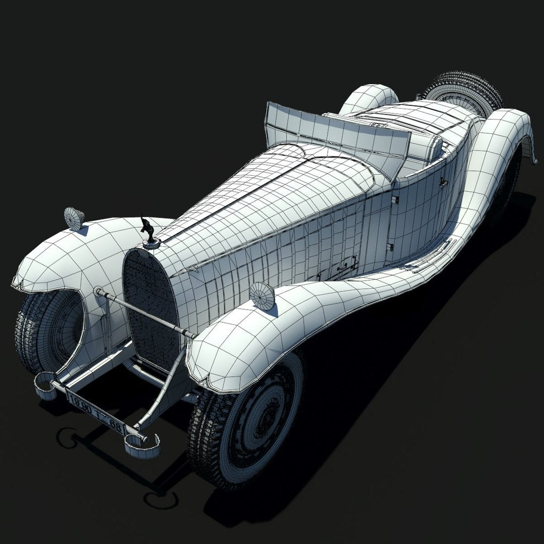 Bugatti Type 41 Royale Esders 3D Model Wireframe View 0
