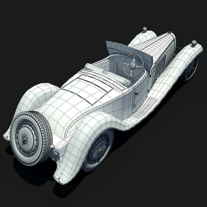 Bugatti Type 41 Royale Esders 3D Model Wireframe View 0