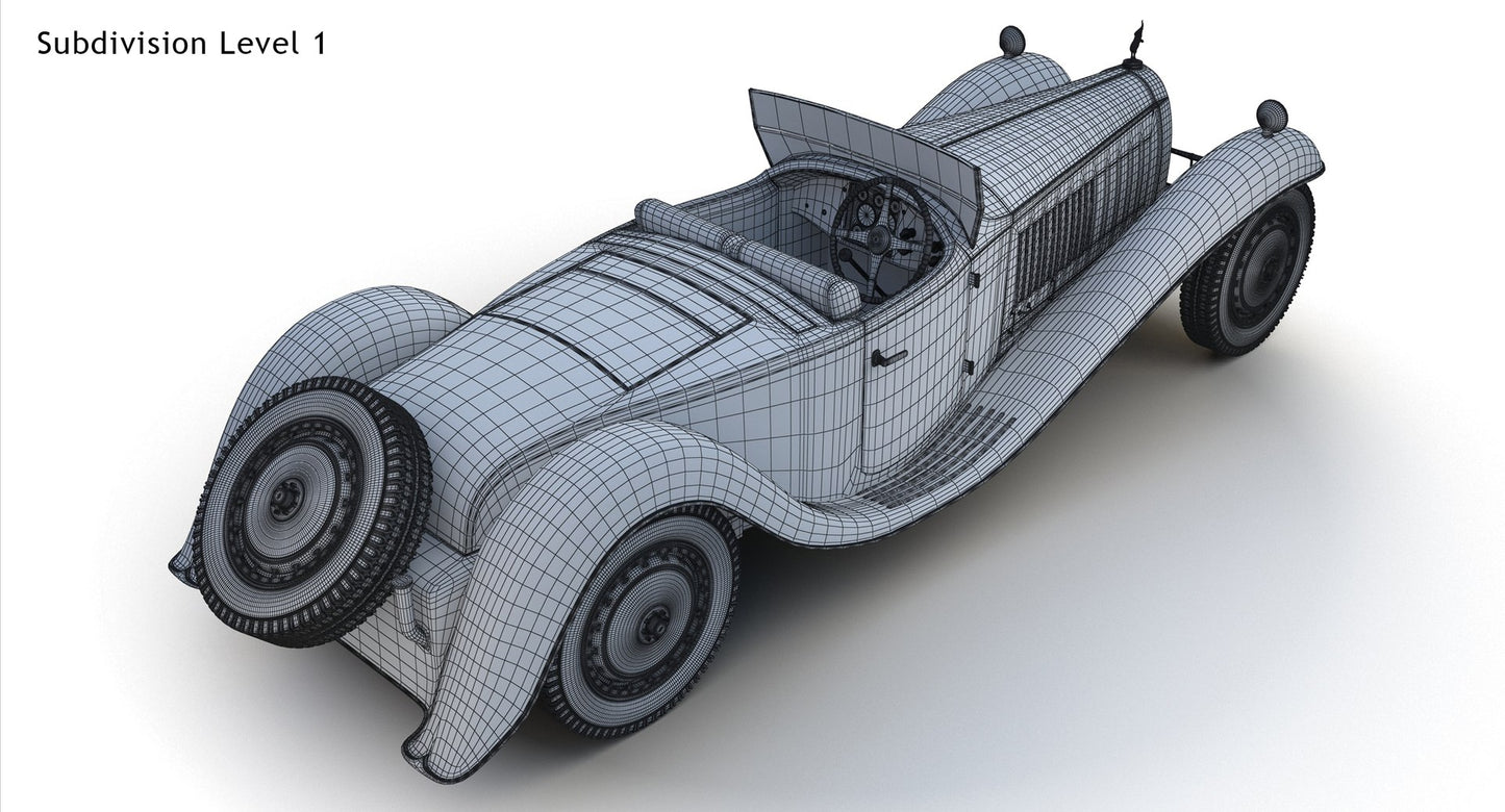 Bugatti Type 41 Royale Esders wireframe topology