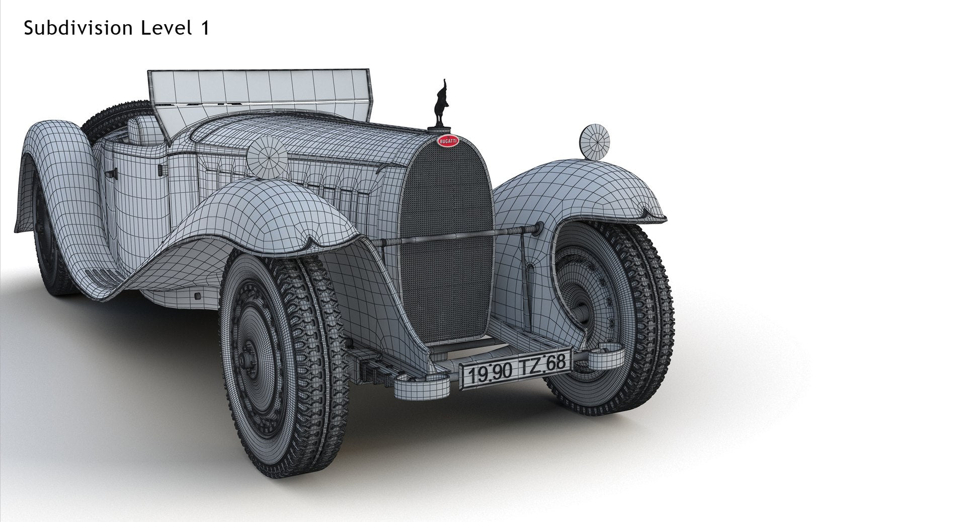Bugatti Type 41 Royale Esders wireframe topology