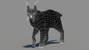 Animated Caracal 3D Model Low Poly Wireframe View Subdivision 0 Thumbnail