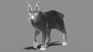 Animated Caracal 3D Model Low Poly Wireframe View Subdivision 1 Thumbnail