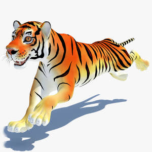 Animated Cartoon Tiger 3D Model Thumbnail