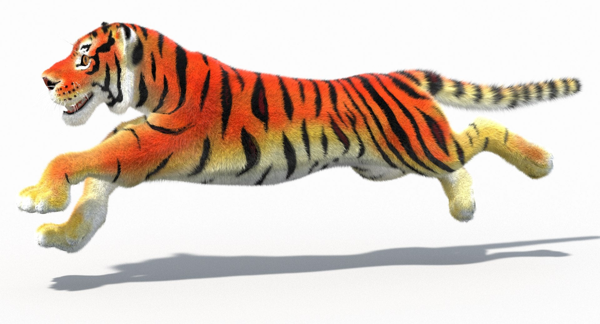 Cartoon Tiger Animated with Fur 3D Model