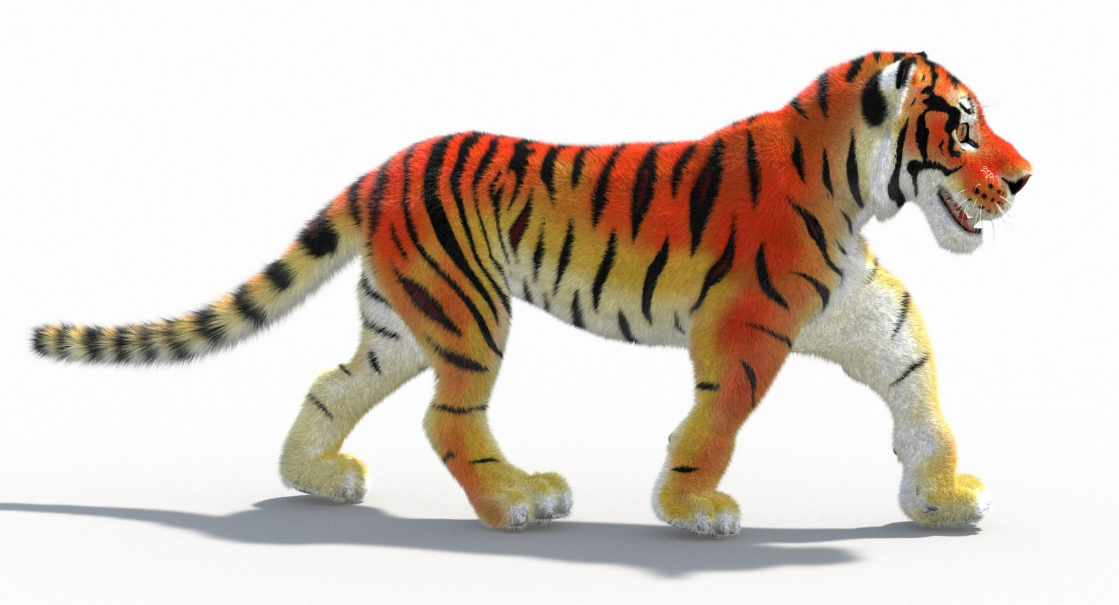 Cartoon Tiger Animated Fur 3D Model