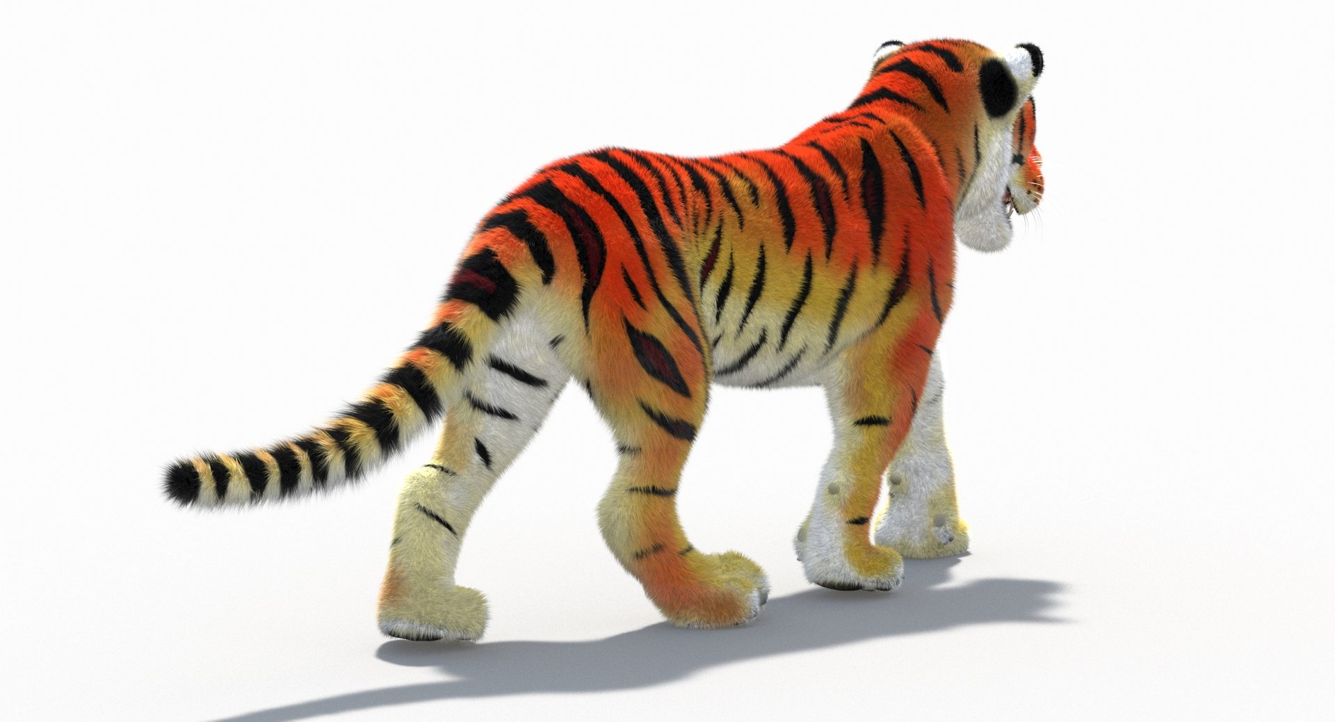 Cartoon Tiger Animated Fur 3D Model