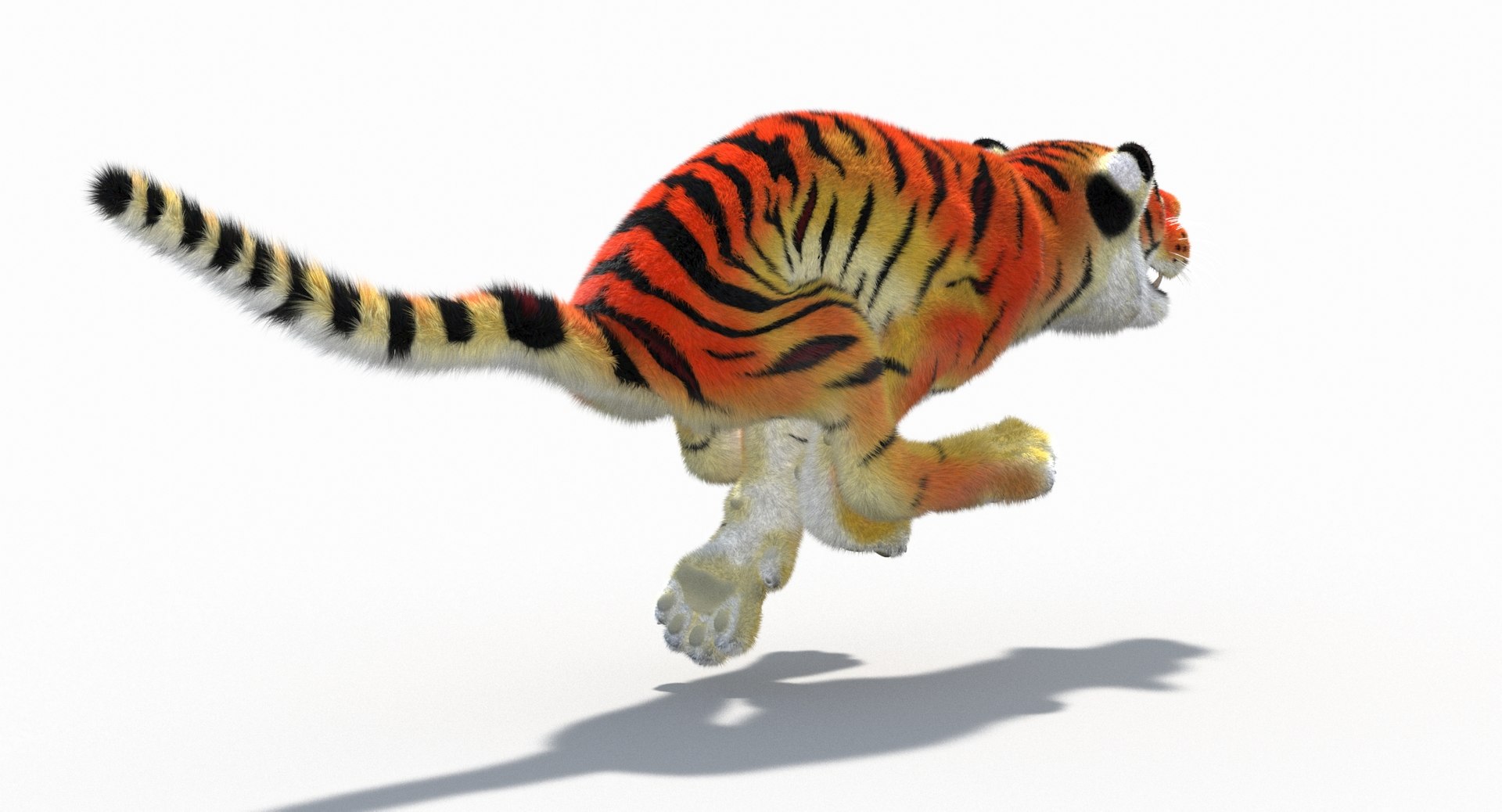 Cartoon Tiger Animated Fur 3D Model