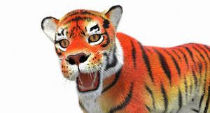 Cartoon Tiger Animated Fur 3D Model Thumbnail