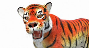 Cartoon Tiger Animated Fur 3D Model Thumbnail