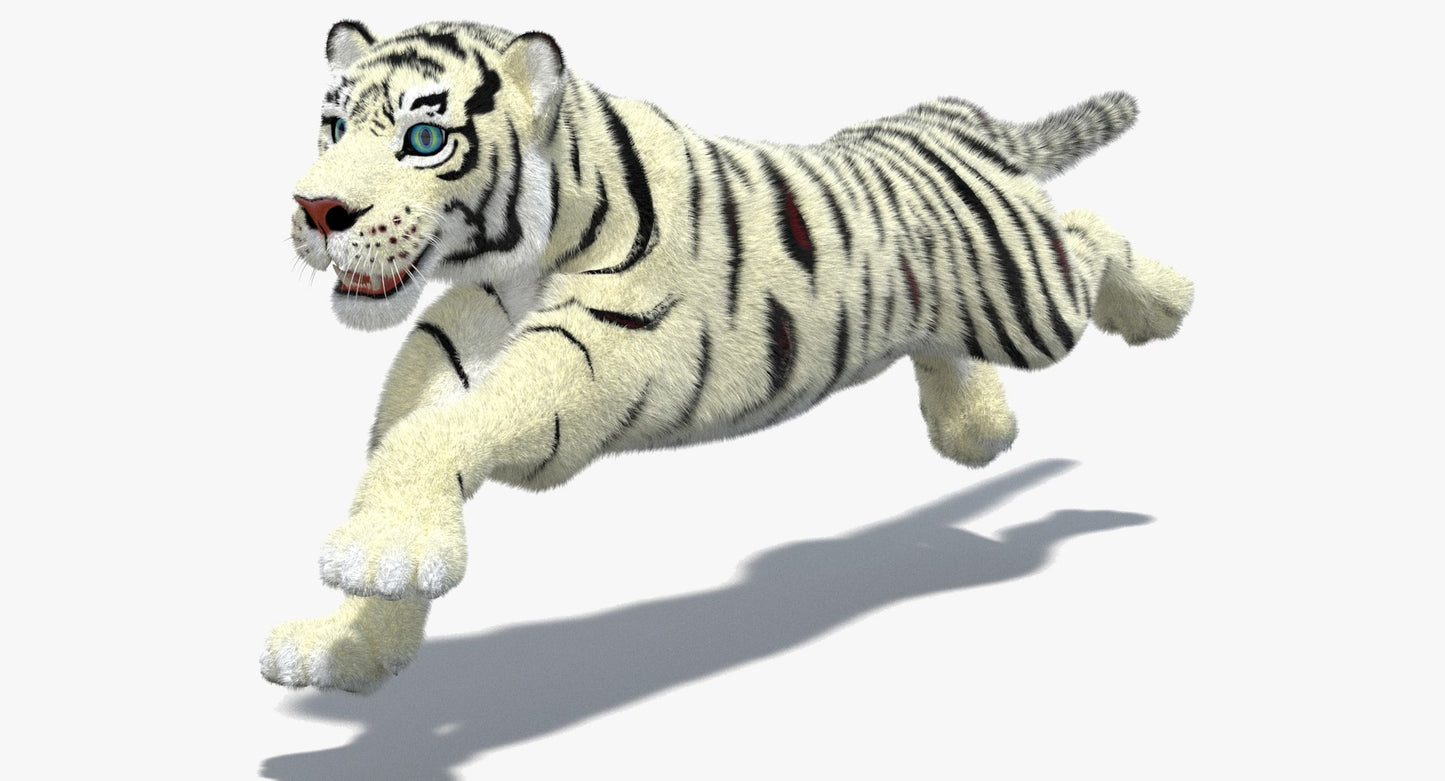 White Cartoon Tiger Animated Fur