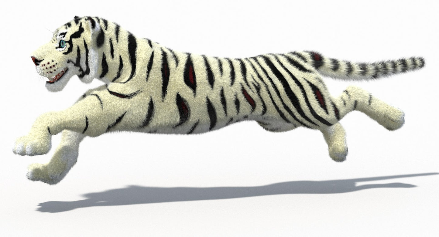White Cartoon Tiger Animated Fur