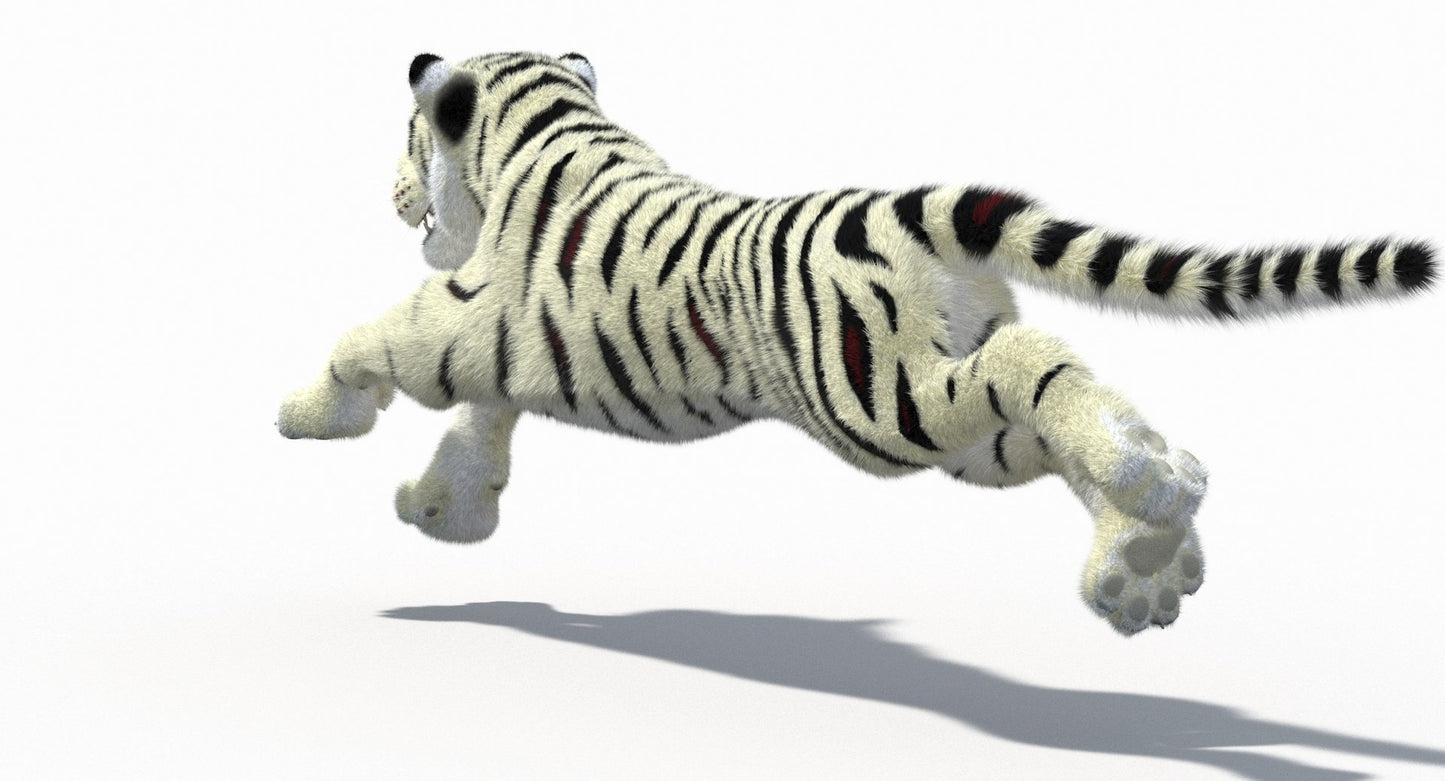 White Cartoon Tiger Animated Fur