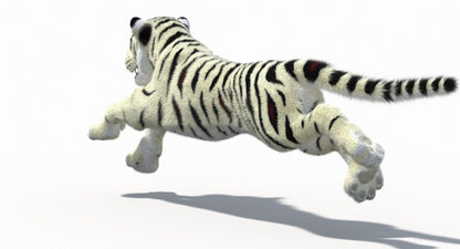 White Cartoon Tiger Animated Fur