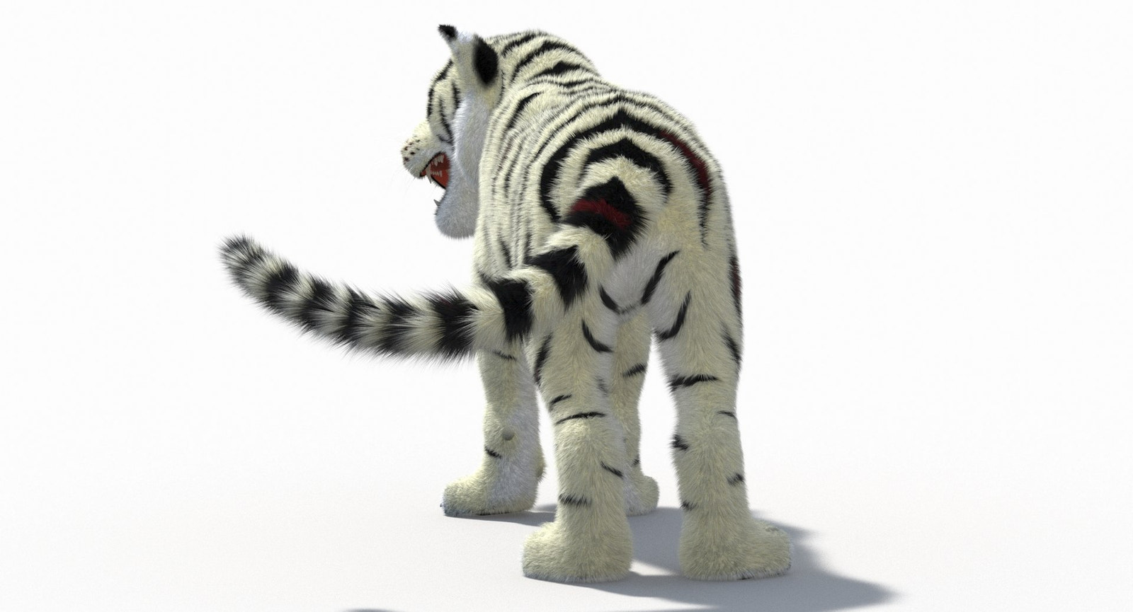 White Cartoon Tiger Animated Fur