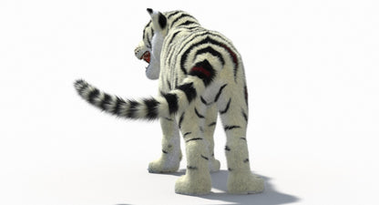 White Cartoon Tiger Animated Fur