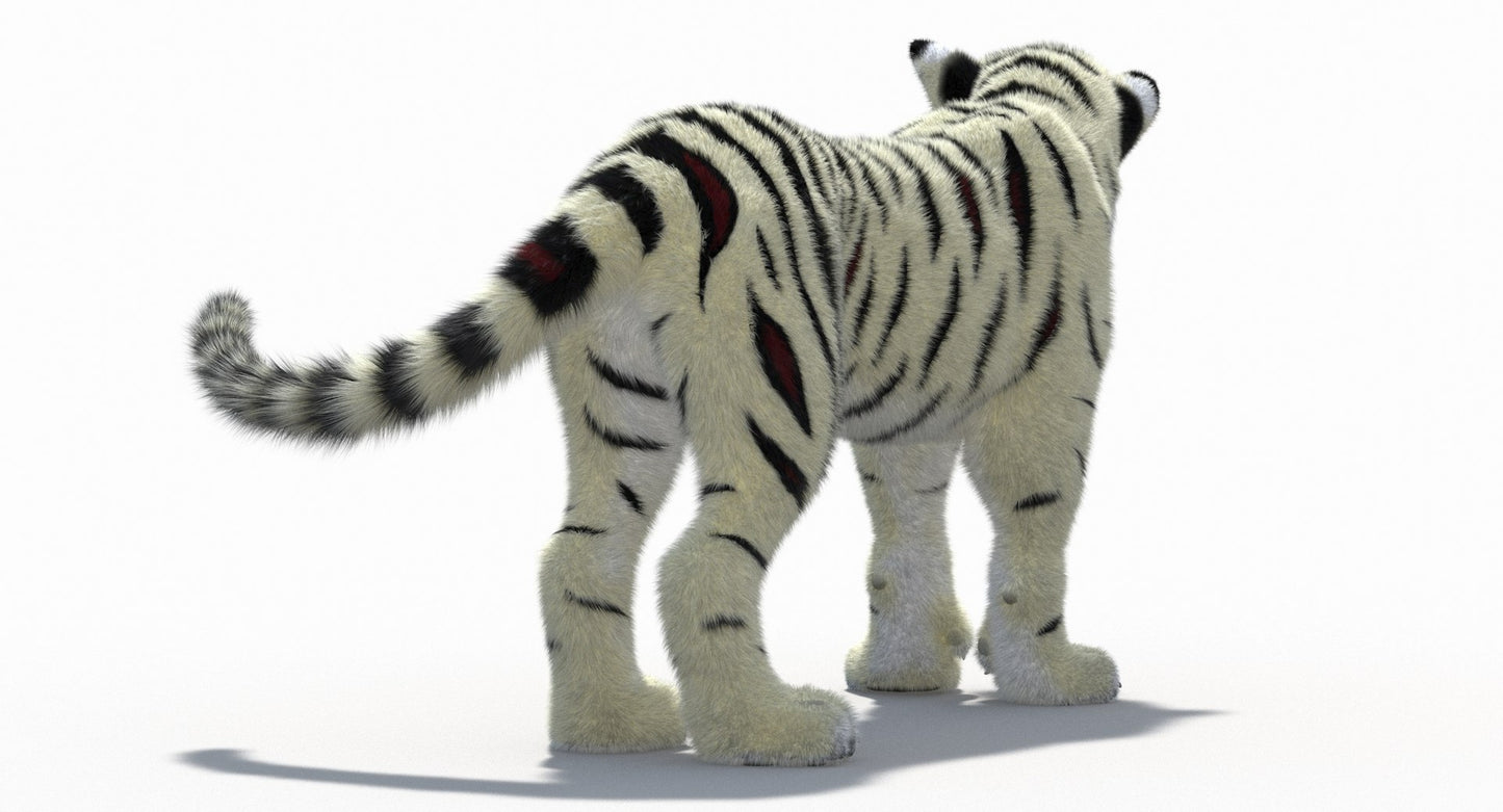 White Cartoon Tiger Animated Fur