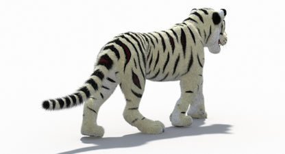 White Cartoon Tiger Animated Fur