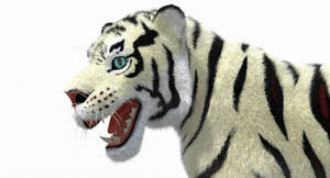 White Cartoon Tiger Animated Fur 3D Model Thumbnail