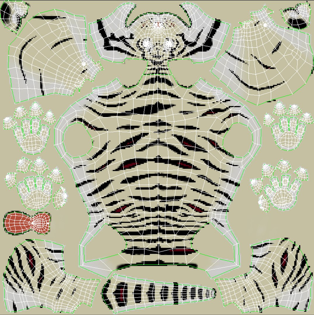 White Cartoon Tiger Animated Fur 3D Model