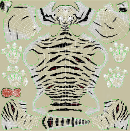 White Cartoon Tiger Animated Fur