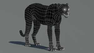 Cheetah 3D Model Wireframe View – Subdivision Level 0 Thumbnail