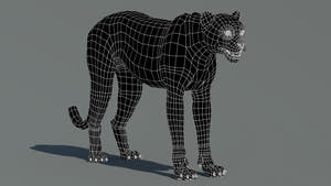 Cheetah 3D Model Wireframe View – Subdivision Level 0 Thumbnail