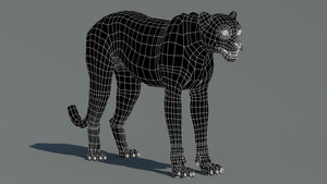 Cheetah 3D Model Wireframe View – Subdivision Level 0 Thumbnail