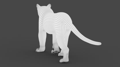 Animated Cougar 3D Model with Fur