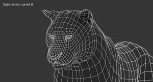 Cougar Animated Fur 3D Model Thumbnail