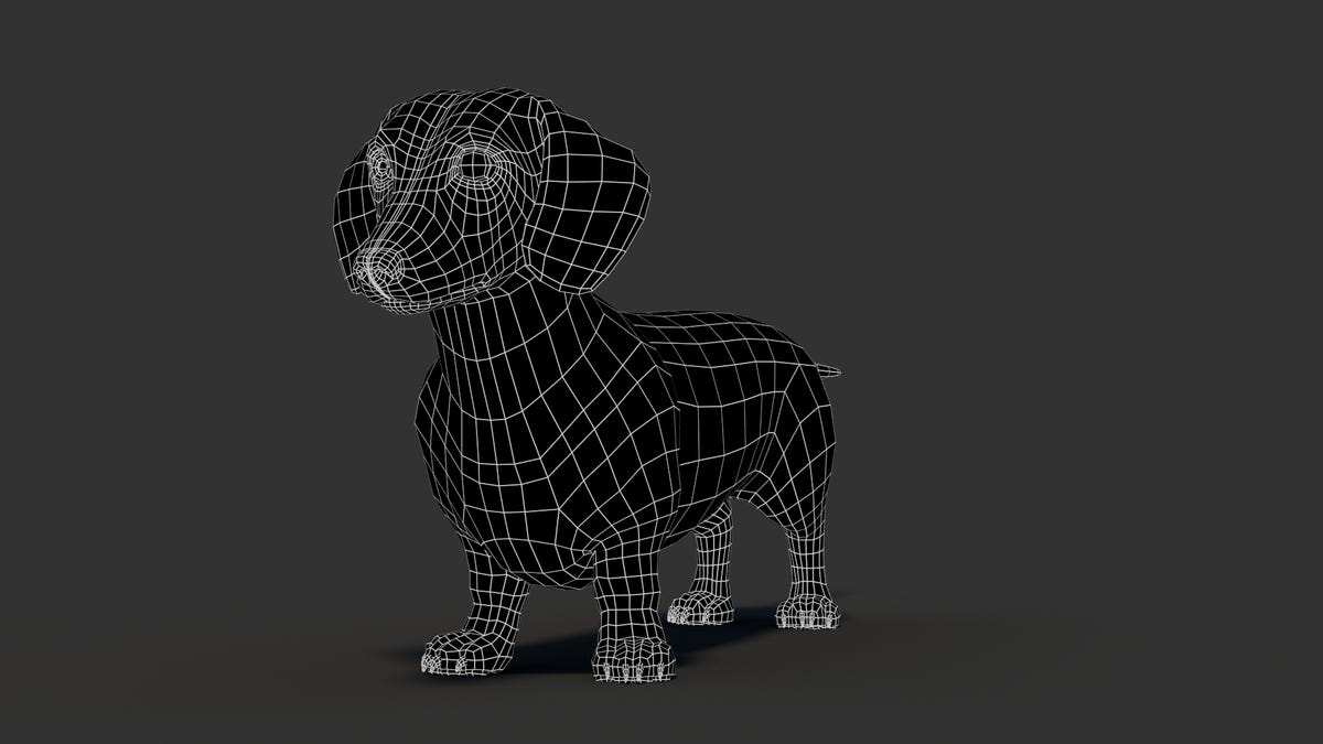 Low-Poly Dachshund 3D Model - 360 Degree View