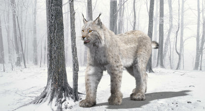 Animated White Eurasian Lynx with Fur