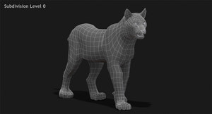 Animated White Eurasian Lynx Fur 3D Model Thumbnail